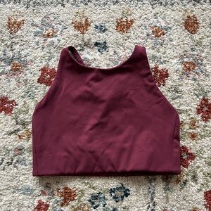 Women's High Neck Crop Tank Top and leggings- Burgundy
